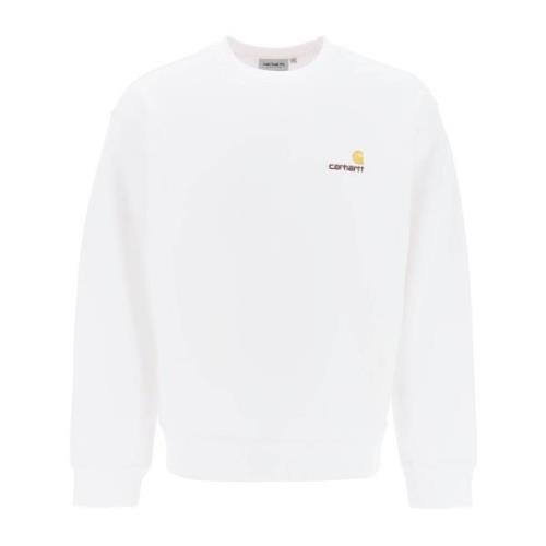 Carhartt Wip Klassisk Crewneck Sweatshirt med Broderad Logotyp White, ...