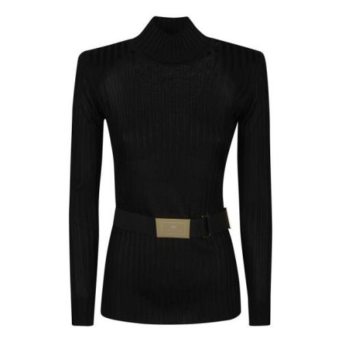 Elisabetta Franchi Tricot Turtle Neck Tröja Black, Dam