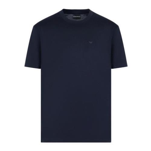 Emporio Armani Logo Patch Jersey T-shirts och Polos Blue, Herr