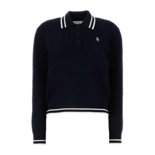 Sporty & Rich Navy Blue Polo Shirt Blue, Dam