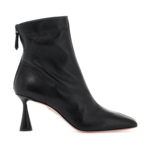 Aquazzura Skulptural Klack Läder Bootie Black, Dam