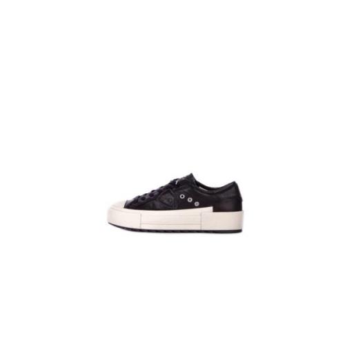 Philippe Model Svarta Läder Sneakers Logga Sida Black, Dam