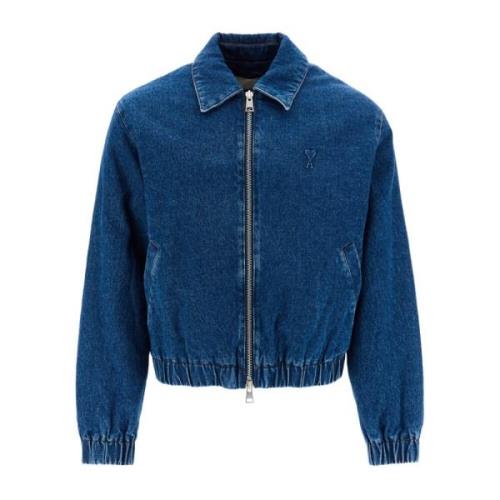 Ami Paris Vadderad Denim Bomberjacka Blue, Herr