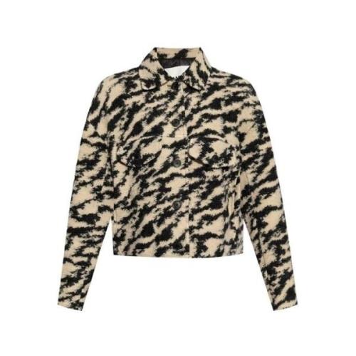 Isabel Marant Étoile Zebra Print Ullblandad Jacka Beige, Dam