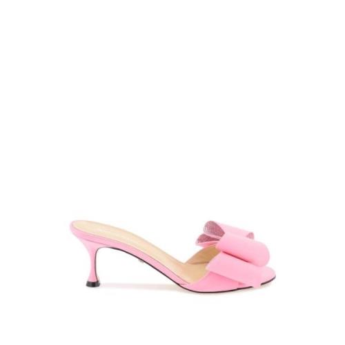 Mach & Mach Siden satin mules med dubbel rosett Pink, Dam