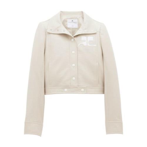 Courrèges Beige Jacka med Logotyp Patch Beige, Dam