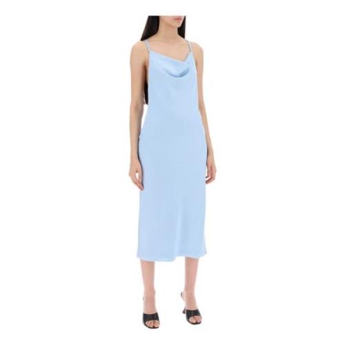 Rotate Birger Christensen Satin Midi Slip Klänning med Ring Halsringni...