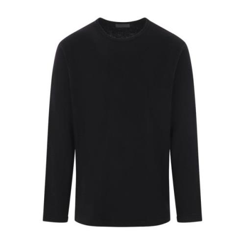 Yohji Yamamoto Svart Lättvikts Ull T-shirt Black, Herr