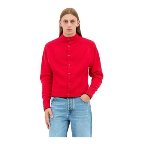 Jacquemus Kashmir Stickad Hög Hals Cardigan Red, Herr