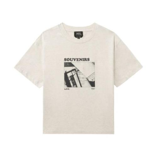 A.p.c. Ecru Cassettes T-Shirt Beige, Dam