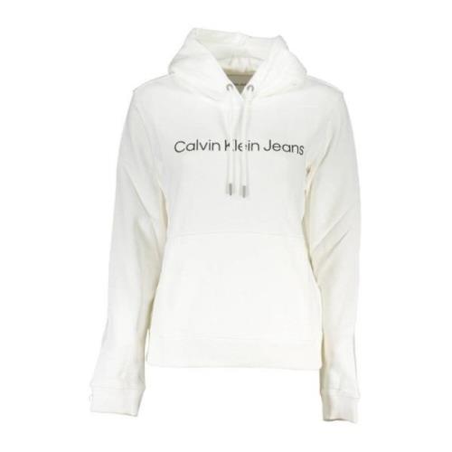 Calvin Klein Vit Huvtröja i Bomull med Logotyp White, Dam