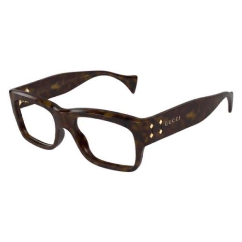 Gucci Rektangulära optiska glasögon Havana Tortoise Brown, Unisex