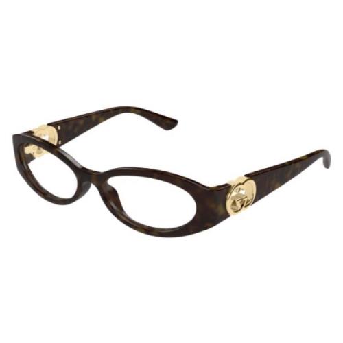 Gucci Retro Ovala Optiska Glasögon Havana Brown, Unisex