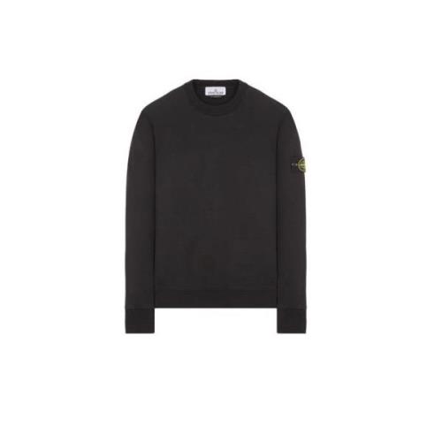 Stone Island Svart Crewneck Sweatshirt Bomullsfleece Black, Herr