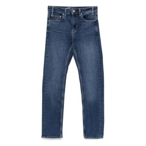 Adriano Goldschmied Girlfriend Mid Rise Straight Jeans Blue, Dam