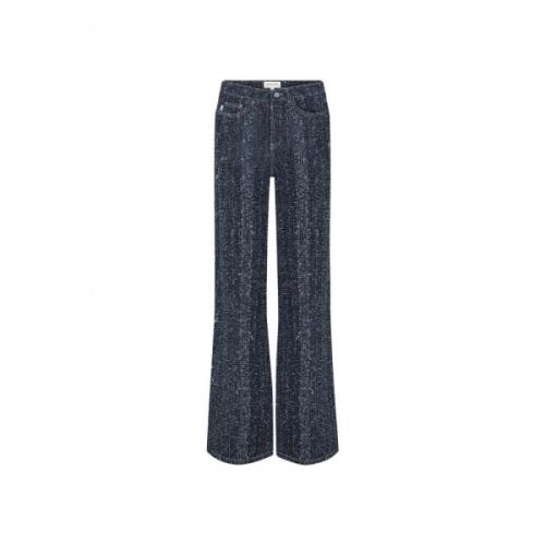 Fabienne Chapot Thea Wide Leg Tweed Jeans Blue, Dam