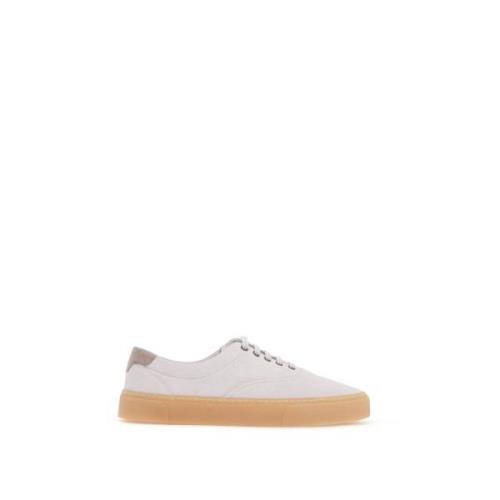 Brunello Cucinelli Suede Lace-Up Sneakers White, Herr