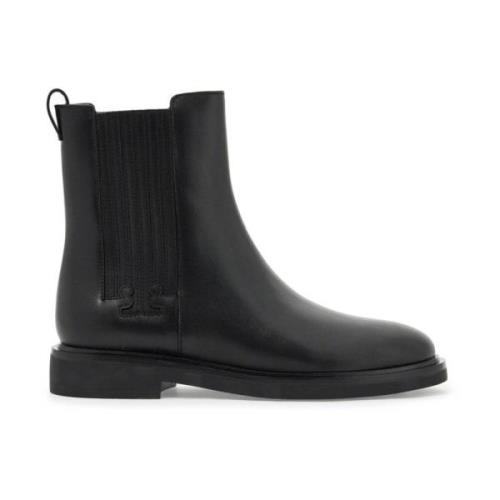 Tory Burch Läder Chelsea Ankelboots med T-formade avslutningar Black, ...