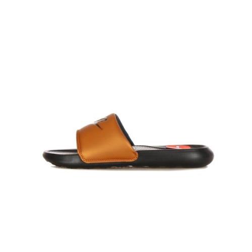 Nike Svarta Slide-Tofflor med Metallisk Koppar Brown, Dam