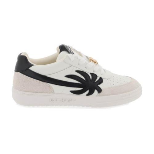 Palm Angels Quiltade Lädersneakers med Palmträd White, Herr