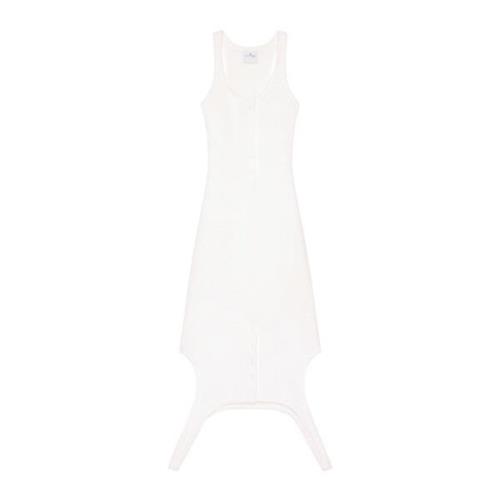 Courrèges Vit Stickad Ärmelös Klänning Racerback White, Dam