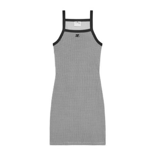 Courrèges Houndstooth Square Neck Klänning Gray, Dam