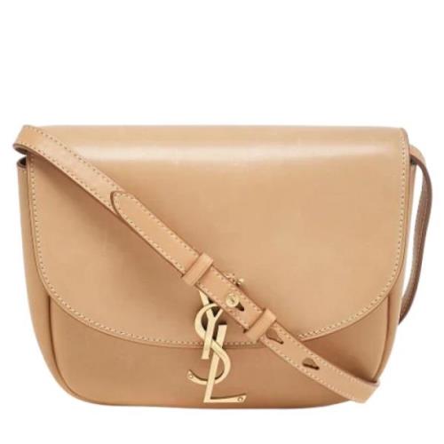 Yves Saint Laurent Vintage Pre-owned Laeder crossbodyvskor Beige, Dam