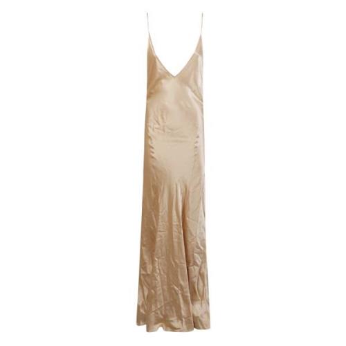 Saint Laurent Elegant Robe Klänningar Kollektion Beige, Dam