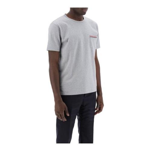 Thom Browne Randig Fick T-shirt Blue, Herr