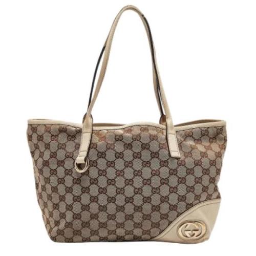 Gucci Vintage Pre-owned Canvas totevskor Beige, Dam