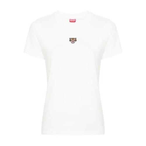 Kenzo Lucky Tiger Broderade T-shirts och Polos White, Dam