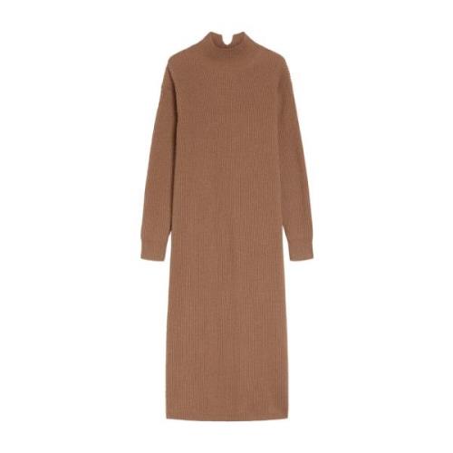 Max Mara Brun Ull Kashmir Midi Klänning Brown, Dam