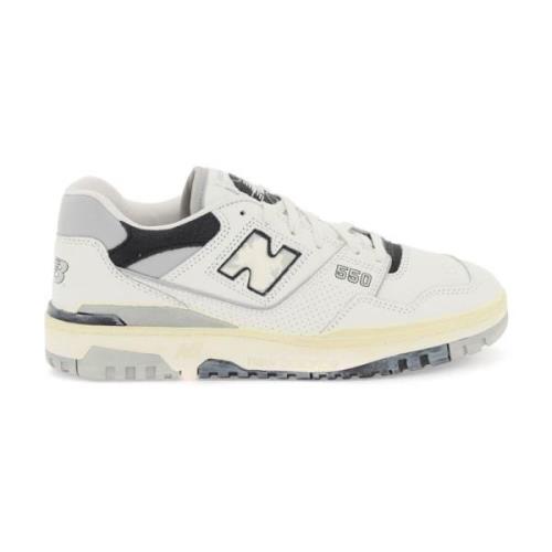 New Balance Vintage-Effekt Lädersneakers med Perforeringar White, Herr