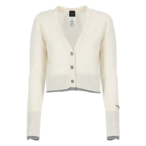 Pinko Vit Ull Cardigan V-ringad Tröja White, Dam