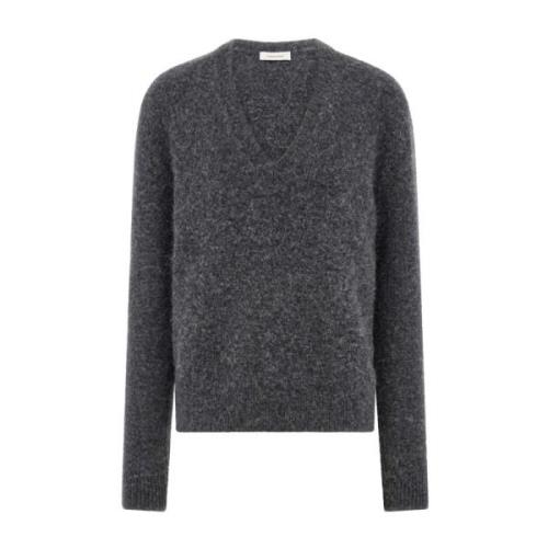 Salvatore Ferragamo Alpaca Cashmere Silk V-Neck Sweater Gray, Herr