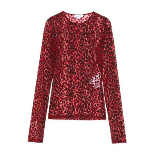 Alexander McQueen Röd Leopardmönstrad Tröja Red, Dam