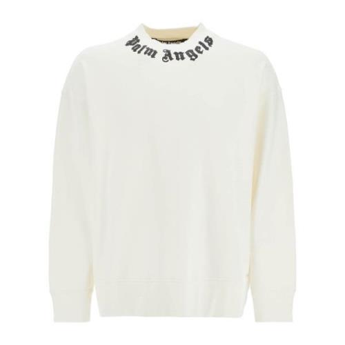 Palm Angels Logo Crewneck Sweatshirt Oversized Fit White, Herr