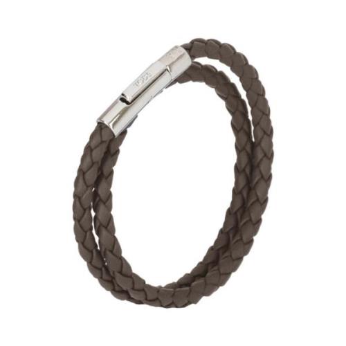 Tod's Brun Läderarmband Vriden Dubbel-Punkt Brown, Herr