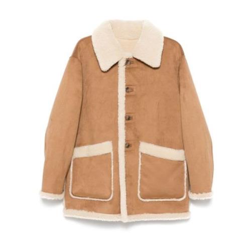 Dunst Kameljackor Reversible Faux Läder Shearling Brown, Dam