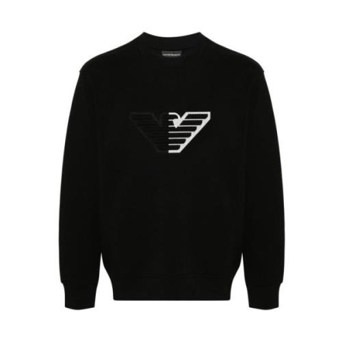 Emporio Armani Svart Logo Crew Neck Sweatshirt Black, Herr