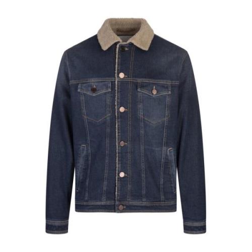 Jacob Cohën Blå Sherpa Denim Truckarjacka Blue, Herr