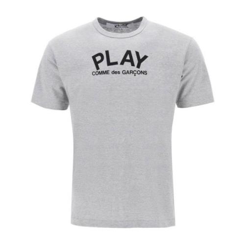 Comme des Garçons Play Logo Print Unisex Bomull T-shirt Gray, Herr