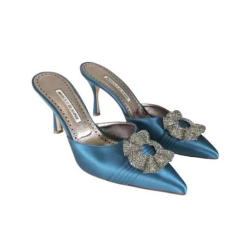 Manolo Blahnik Pre-owned Pre-owned Tyg mules Blue, Dam