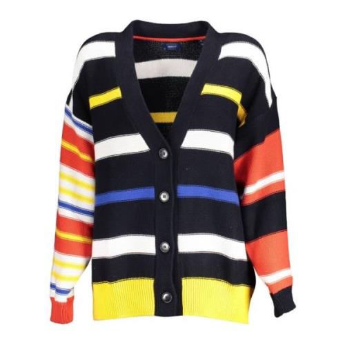 Gant Blå Bomulls Cardigan med Brodyr Blue, Dam