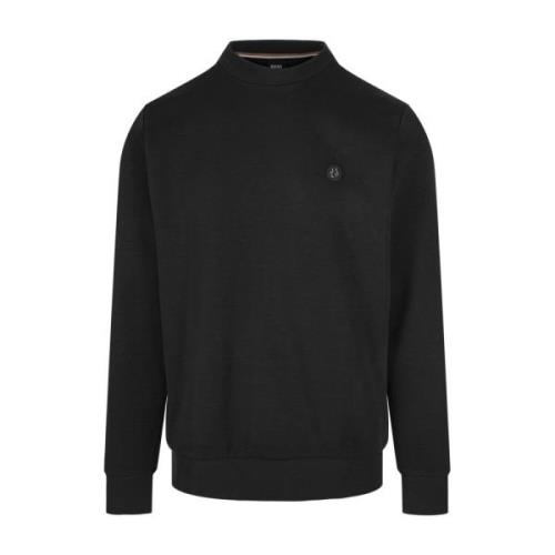 Hugo Boss Svart Crew Neck Sweatshirt Monogram Patch Black, Herr