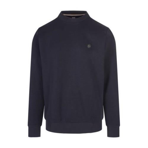 Hugo Boss Blå Crew Neck Sweatshirt med Monogram Patch Blue, Herr