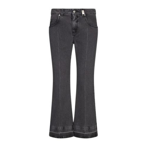 Alexander McQueen Grå Mini Flare Jeans med Metallic Detaljer Gray, Dam