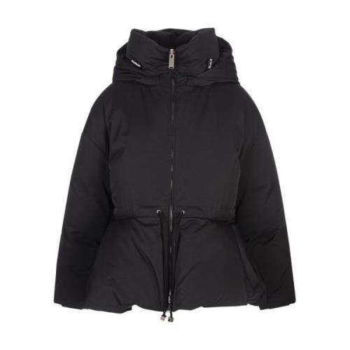 Alexander McQueen Svart vattentät dunjacka med volangdetaljer Black, D...