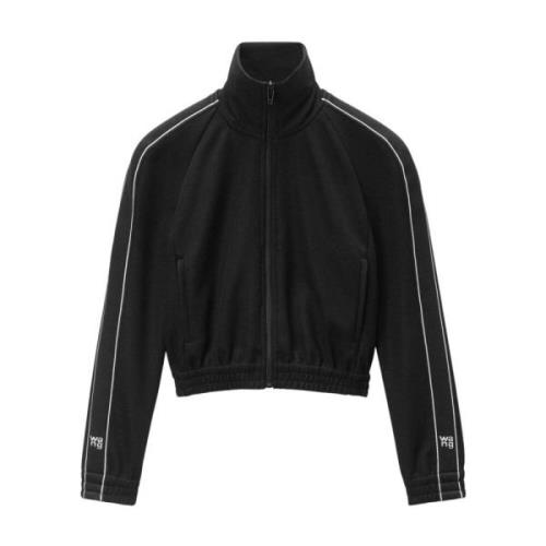 Alexander Wang Svart Jacka med Logo-Tape Detaljer Black, Dam