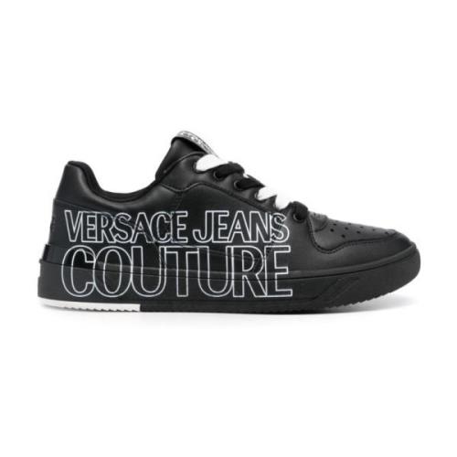 Versace Jeans Couture Svarta Logo-Print Låga Sneakers Black, Herr